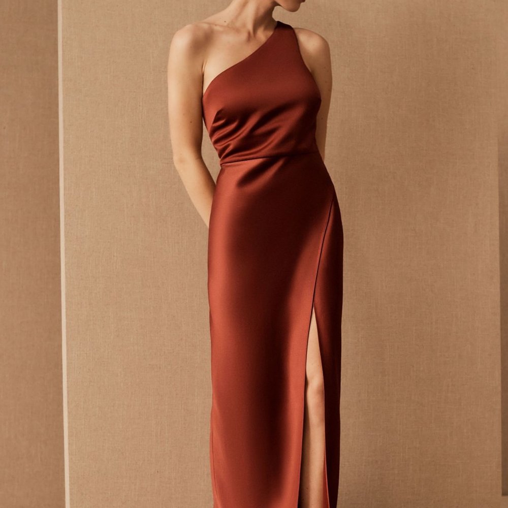 BHLDN One Shoulder Rust Dress